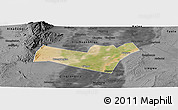 Satellite Panoramic Map of Yongning, darken, desaturated