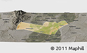 Satellite Panoramic Map of Yongning, darken, semi-desaturated