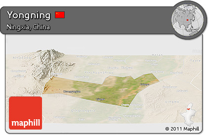 Satellite Panoramic Map of Yongning, lighten