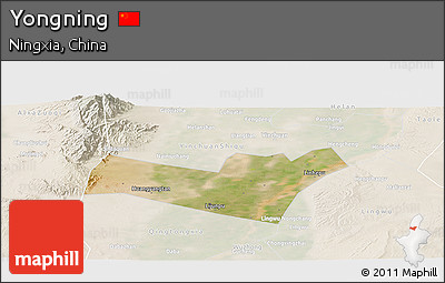 Satellite Panoramic Map of Yongning, lighten