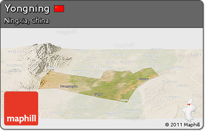 Satellite Panoramic Map of Yongning, lighten