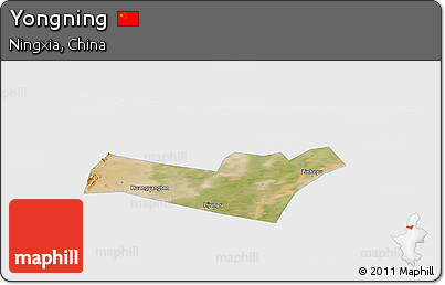 Satellite Panoramic Map of Yongning, single color outside