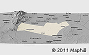 Shaded Relief Panoramic Map of Yongning, darken, desaturated