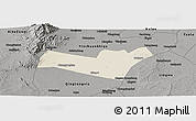 Shaded Relief Panoramic Map of Yongning, darken, semi-desaturated
