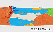 Shaded Relief Panoramic Map of Yongning, political outside