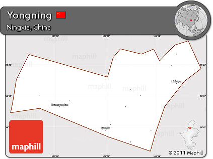 Classic Style Simple Map of Yongning, cropped outside