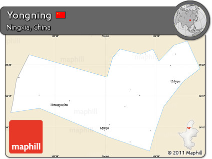 Classic Style Simple Map of Yongning, single color outside