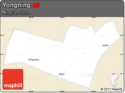 Classic Style Simple Map of Yongning, single color outside