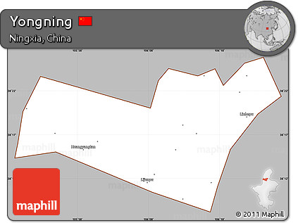 Gray Simple Map of Yongning, cropped outside