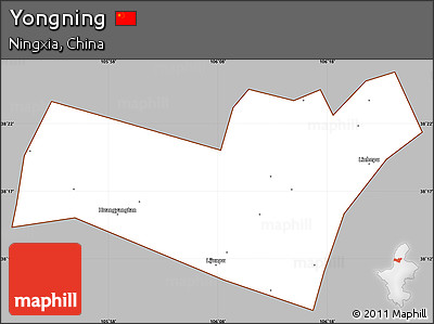Gray Simple Map of Yongning, cropped outside
