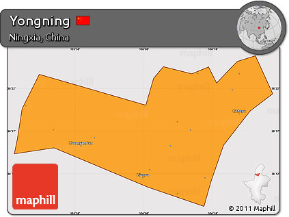 Political Simple Map of Yongning, cropped outside