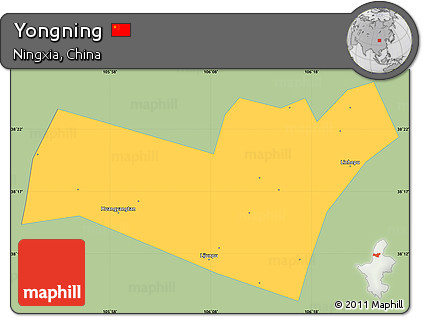 Savanna Style Simple Map of Yongning, single color outside