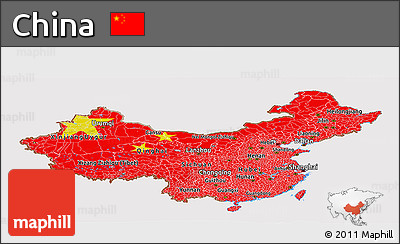 Flag Panoramic Map of China