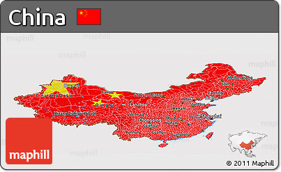 Flag Panoramic Map of China