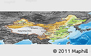 Physical Panoramic Map of China, darken, desaturated, land only