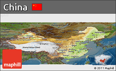 Physical Panoramic Map of China, darken