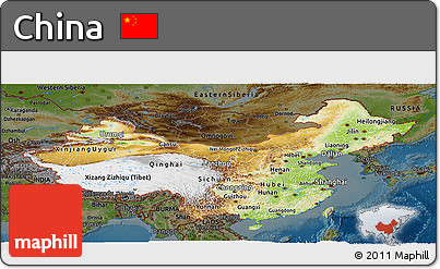 Physical Panoramic Map of China, darken