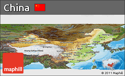 Physical Panoramic Map of China, darken, land only