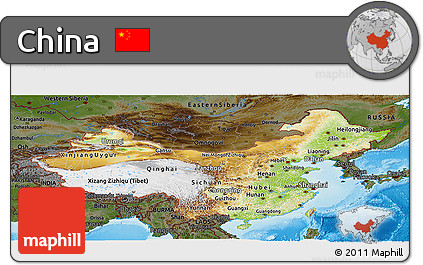 Physical Panoramic Map of China, darken, land only