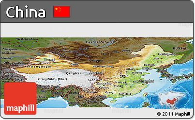 Physical Panoramic Map of China, darken, land only