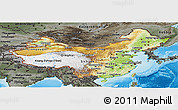 Physical Panoramic Map of China, darken, semi-desaturated, land only