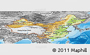 Physical Panoramic Map of China, desaturated, land only