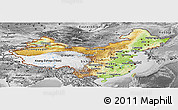 Physical Panoramic Map of China, desaturated