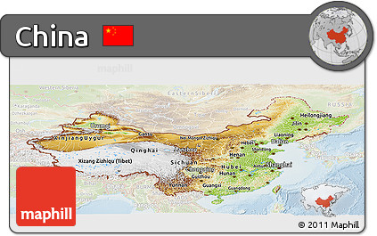 Physical Panoramic Map of China, lighten