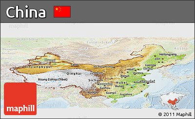 Physical Panoramic Map of China, lighten