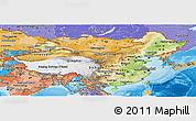 Physical Panoramic Map of China, political shades outside