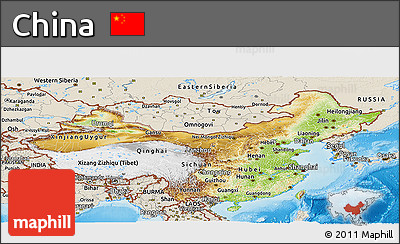 Physical Panoramic Map of China, shaded relief outside