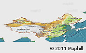 Physical Panoramic Map of China, single color outside, satellite sea