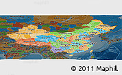 Political Panoramic Map of China, darken