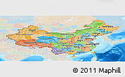 Political Panoramic Map of China, lighten, land only