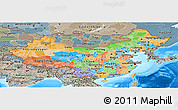 Political Panoramic Map of China, semi-desaturated, land only