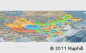 Political Panoramic Map of China, semi-desaturated