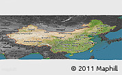 Satellite Panoramic Map of China, darken, desaturated, land only