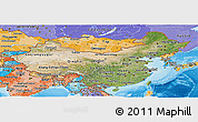 Satellite Panoramic Map of China, political shades outside