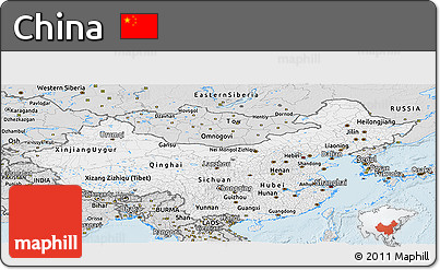 Silver Style Panoramic Map of China