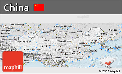 Silver Style Panoramic Map of China