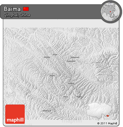 Physical 3D Map of Baima, lighten