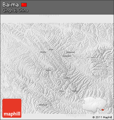 Physical 3D Map of Baima, lighten