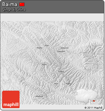 Physical 3D Map of Baima, lighten