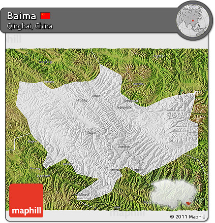 Physical 3D Map of Baima, satellite outside