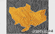 Political 3D Map of Baima, darken, desaturated