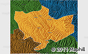 Political 3D Map of Baima, darken