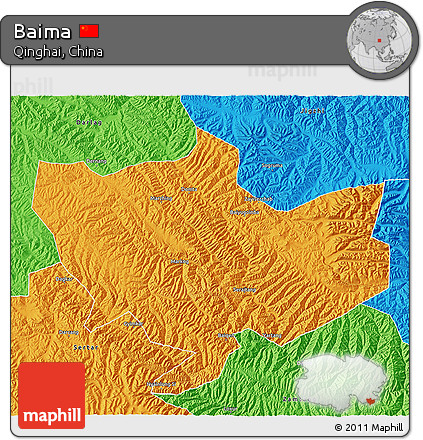 Political 3D Map of Baima