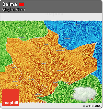 Political 3D Map of Baima