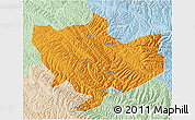 Political 3D Map of Baima, lighten