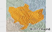 Political 3D Map of Baima, lighten, semi-desaturated